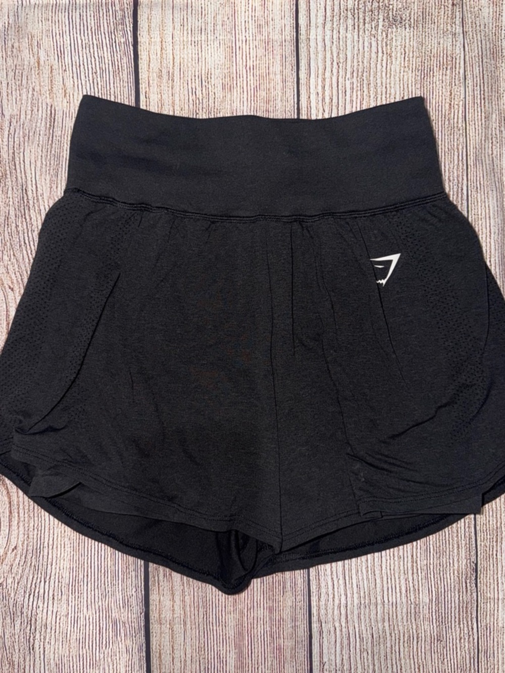 Gymshark Black High-Waist Athletic Shorts with Side Pockets